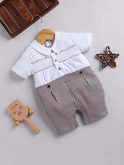 Moms Love Infant Boys Pure Cotton Colourblocked Rompers