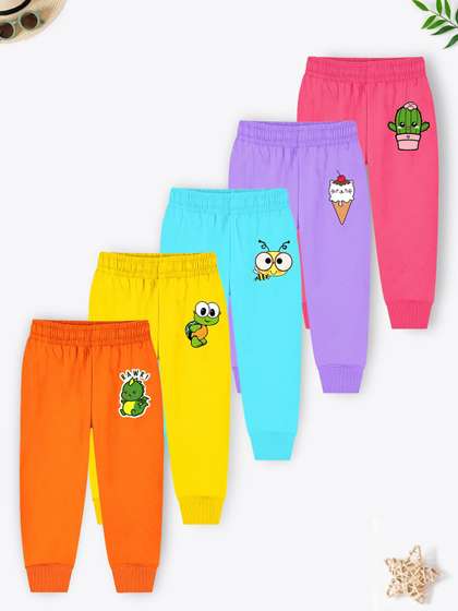 YK X Trampoline Girls
                    Pack Of 5 Printed Cotton Mid Rise Joggers