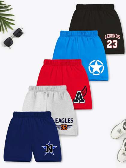 YK X Trampoline Kids
                    Pack of 5 Graphic Printed Cotton Shorts