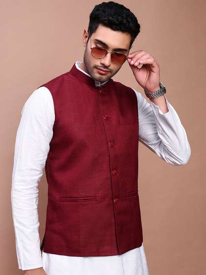 SHOWOFF Woven Slim-Fit Nehru Jackets