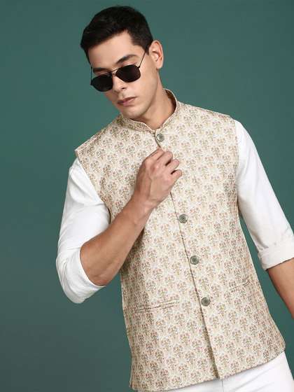 SHOWOFF Printed Slim Fit Nehru Jacket