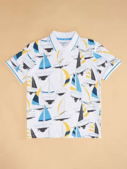 Pantaloons Junior Boys Printed Polo Collar Cotton T-shirt