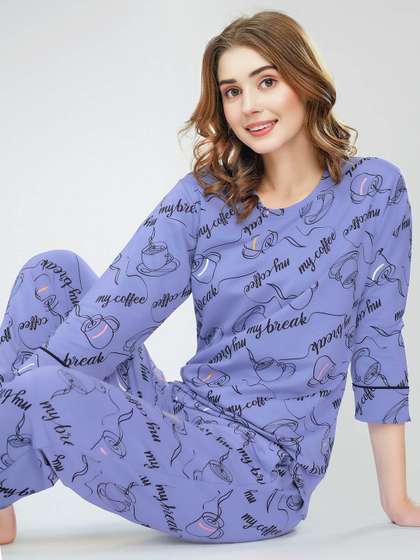 Zeyo Round Neck
                        Printed Pure Cotton Night suit