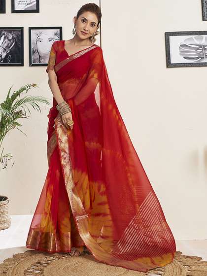 Satrani Tie and Dye Organza Saree
