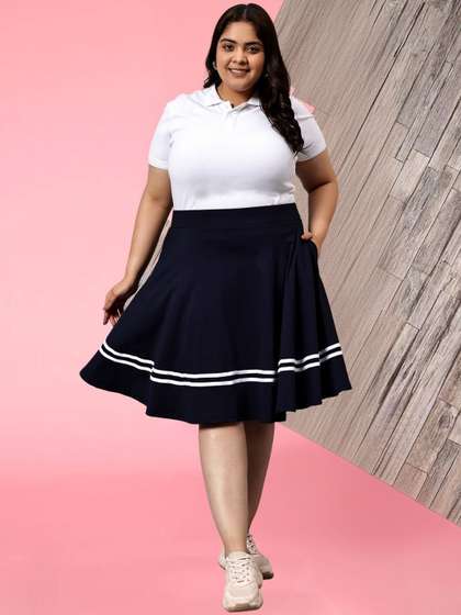 BAESD Striped Flared Midi Skirts