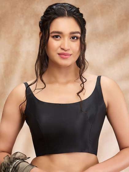 SALWAR STUDIO Taffeta
                      Solid Sleeveless Saree Blouse