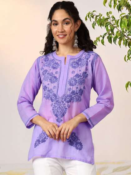 PARAMOUNT CHIKAN
                        Ethnic Motifs Hand Embroidered Chikankari Kurti
