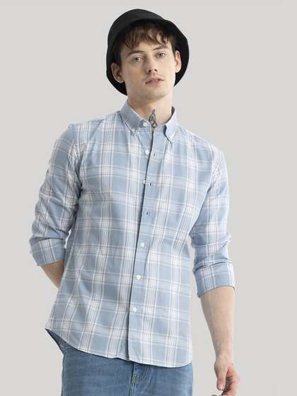 Snitch Men Smart
                        Slim Fit Tartan Checks Button-Down Collar Pure
                        Cotton Casual Shirt