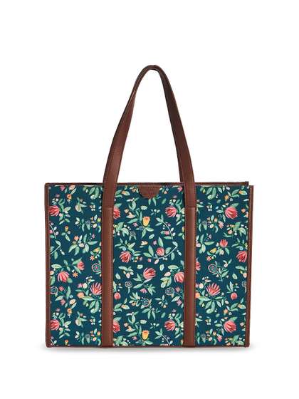 TEAL BY CHUMBAK Floral Printed Tote Bag