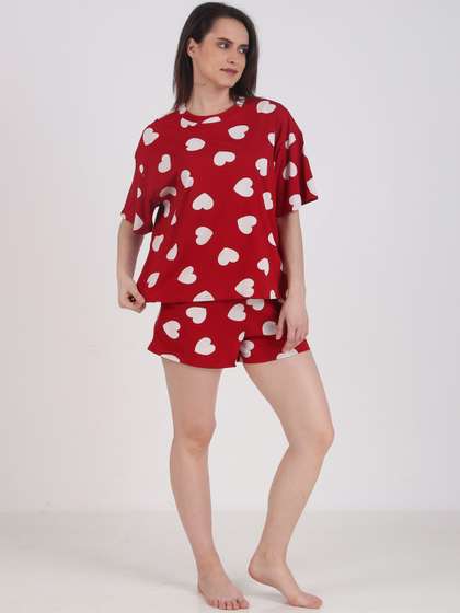 Masha Women Heartful
                        Oversized Cotton Top & Shorts Night suit
