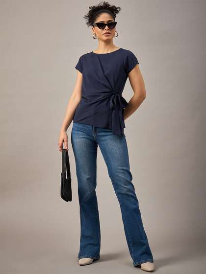 The Roadster Life
                          Co. Women Solid Round Neck Polyester Top