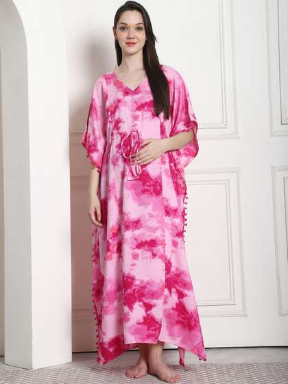 Secret Wish Tie
                        & Dye Print Maxi Maternity Kaftan
                        Nightdress