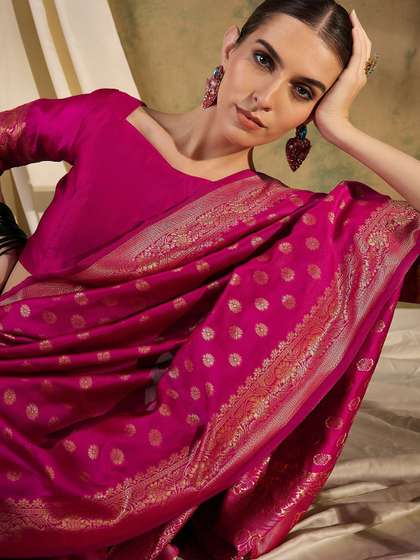 Sangria Ethnic Motif
                        Zari Woven Banarasi Saree with Blouse