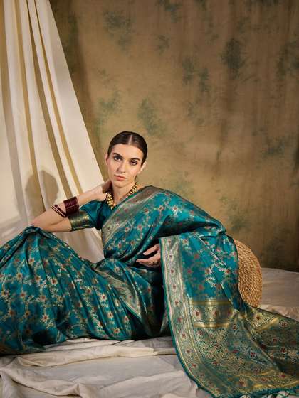 Sangria Ethnic Motif
                        Zari Woven Banarasi Saree With Blouse