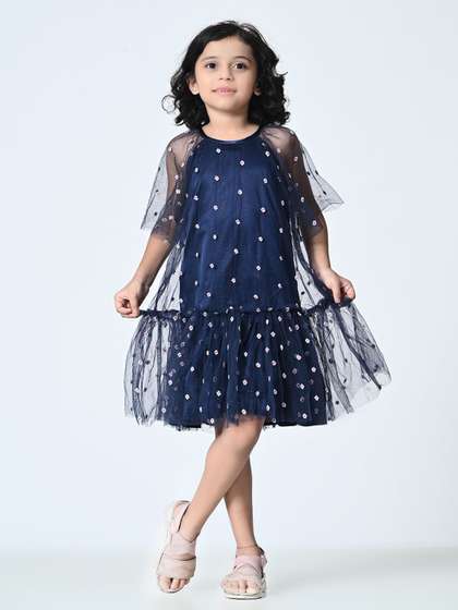 Rue Collection
                    Embellished Print Net Drop-Waist Dress