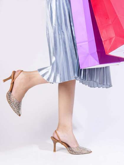 JM Looks Textured
                          Stiletto Heels Peep Toe