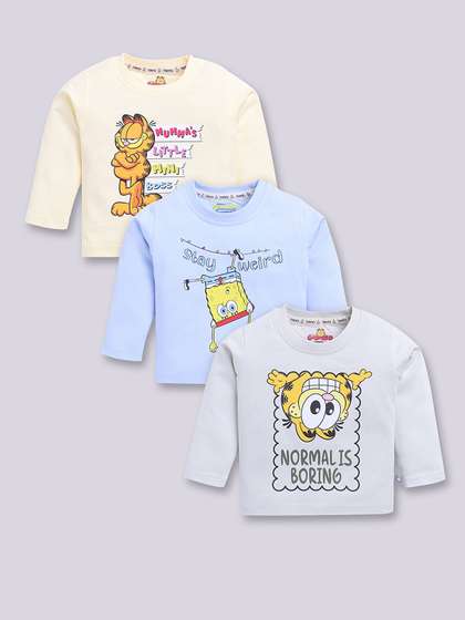 YK X Tinyo Infant Boys Set of 3 Garfield Printed Cotton T-shirts