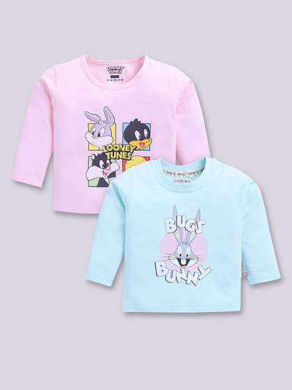 YK X Tinyo Infant Boys Set of 2 Looney Tunes Printed Cotton T-shirts