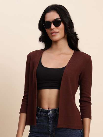 UnaOne Ribbed Pure
                        Cotton Open Front Shrug