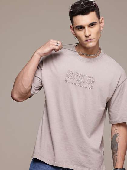 Roadster The Life Co.Men Typography Embroidered Drop-Shoulder Sleeves Oversized T-shirt