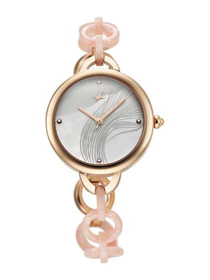 Fastrack Younique Quartz
                    Analog White Mother Of Pearl Dial Watch For Girls -
                    68037kd02