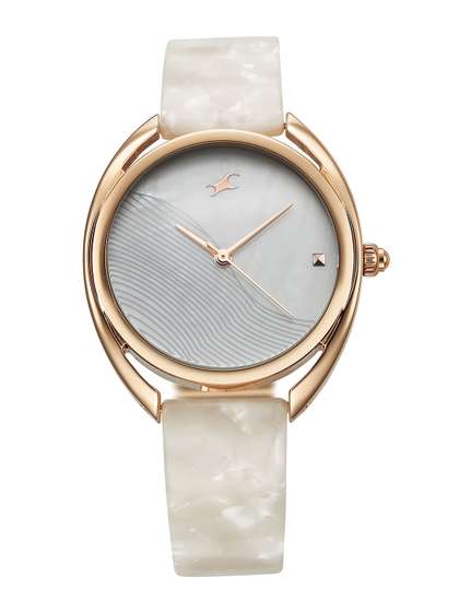 Fastrack Younique Quartz
                    Analog White Mother Of Pearl Dial Watch For Girls -
                    Nt68036kd03