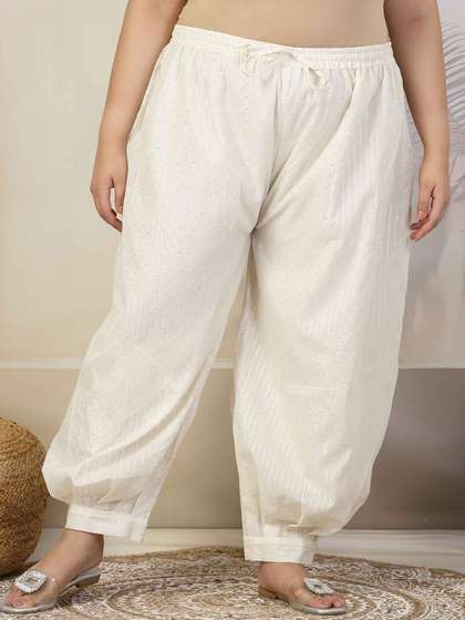 CLORA CREATION PLUS
                        Women Woven Design Loose Fit Cotton Salwar