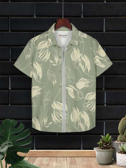 HELLCAT Boys Cotton
                    Floral Opaque Printed Casual Shirt