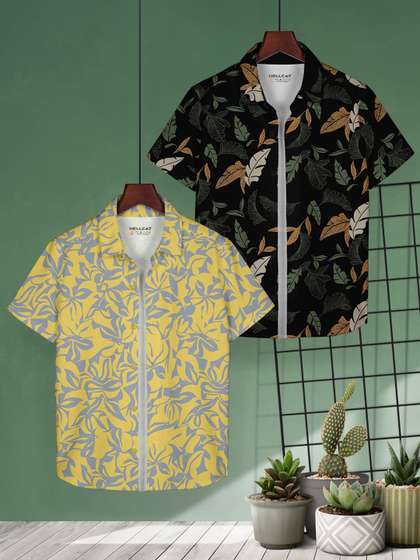 HELLCAT Boys Pack of 2
                    Cotton Opaque Printed Casual Shirt