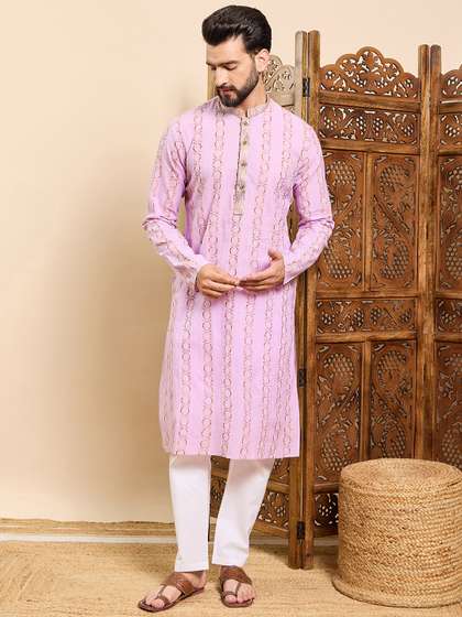 House of Pataudi Embroidered Straight Kurtas