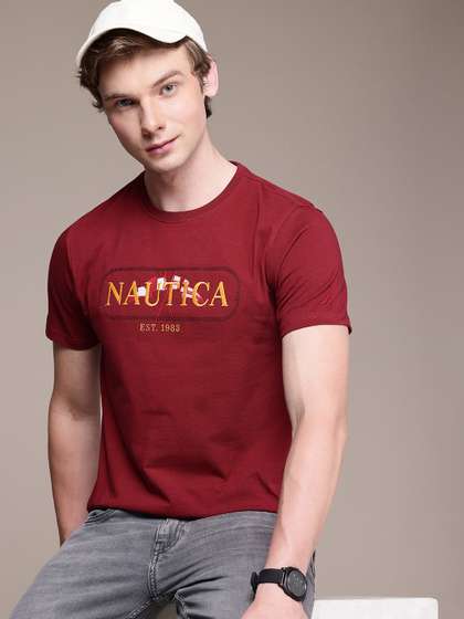 Nautica Brand Logo Embroidered Pure Cotton T-shirt