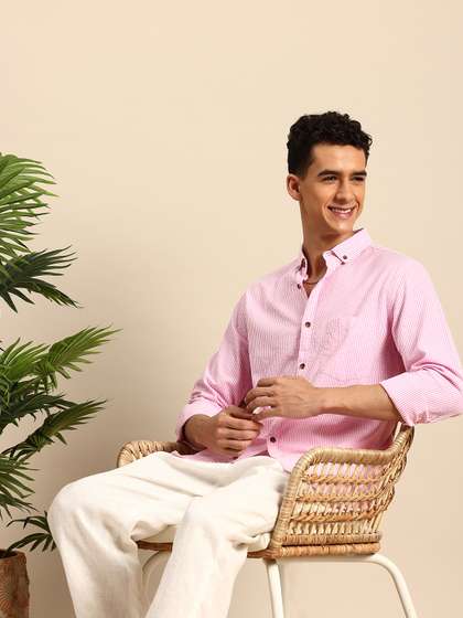 Mast & Harbour
                        Men Striped Cotton Casual Shirt