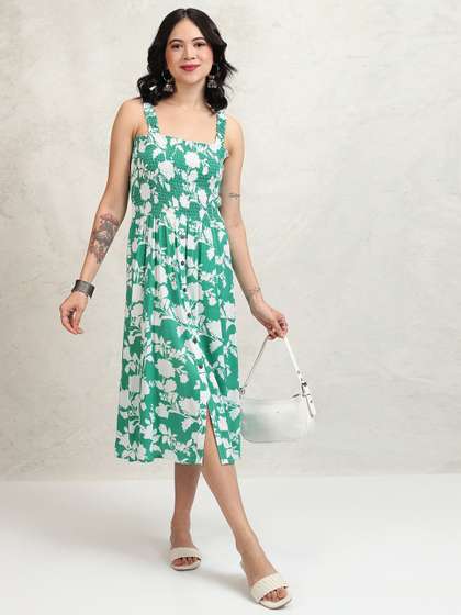 Vishudh Floral Print
                        A-Line Midi Dress
