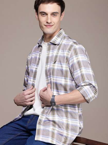 Nautica Pure Cotton Classic Fit Tartan Checks Opaque Casual Shirt