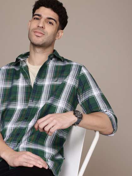 Nautica Classic Fit Tartan Checked Pure Cotton Casual Shirt