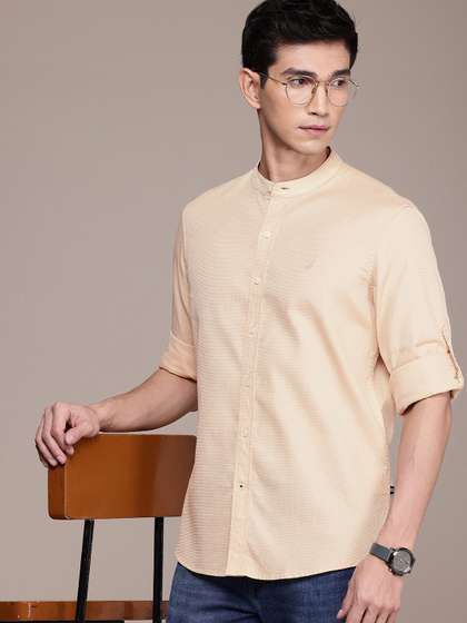 Nautica Self Checked Slim Fit Opaque Casual Shirt