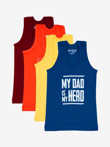 DYCA Boys Pack Of 4 Boys
                    Assorted Cotton Innerwear Vests