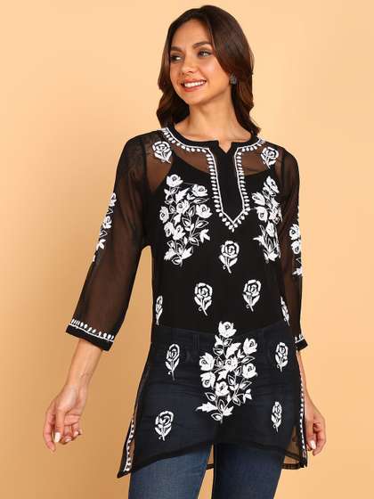 VAHSON Ethnic Motifs Embroidered Chikankari Chikankari Kurti