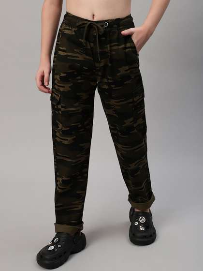 Cantabil Boys Camouflage
                    Printed Flat-Front Cargo Joggers