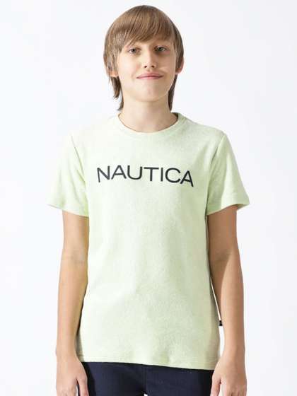 Nautica Kids-Boys Terry Towel Regular Fit Round Neck T-Shirt