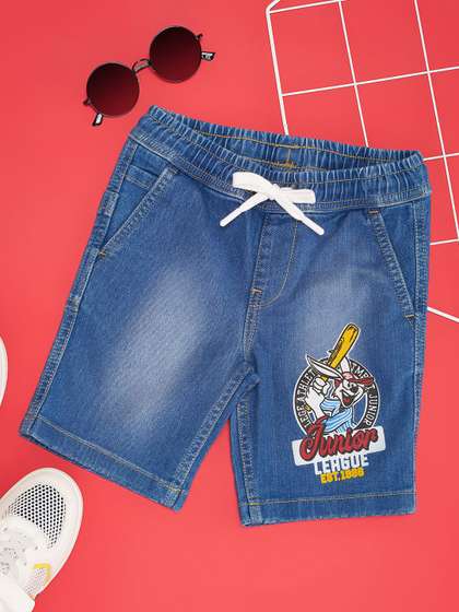 Pantaloons Junior Boys
                    Printed Mid Rise Regular Fit Knee Length Denim
                    Shorts