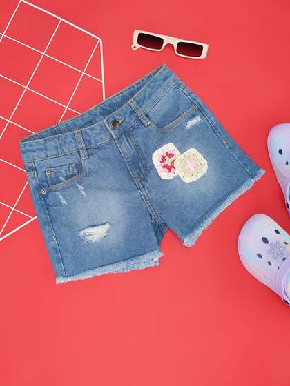 Pantaloons Junior Girls Embroidered Denim Short