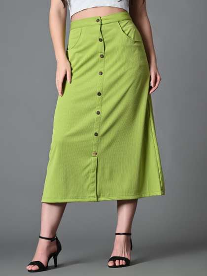 Roadster Front Slit Midi A-Line Skirts