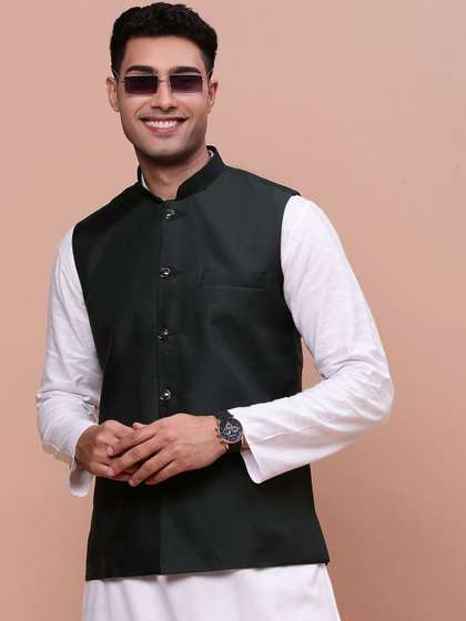 SHOWOFF Slim Fit Woven Nehru Jackets