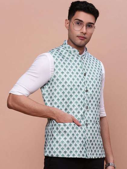SHOWOFF Printed Slim Nehru Jacket