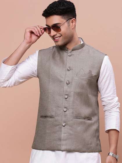 SHOWOFF Slim-Fit Woven Nehru Jacket