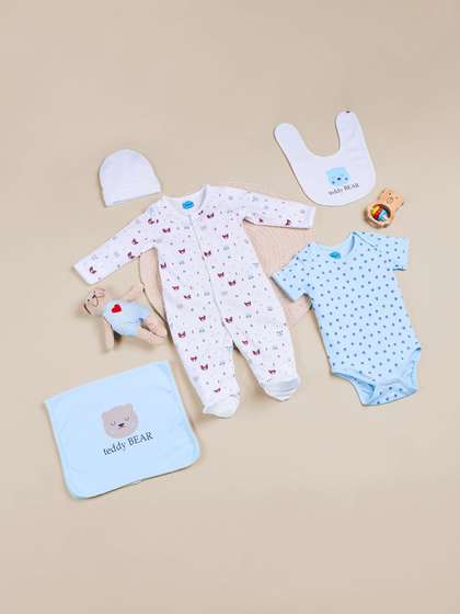 Nauti Nati Infants Pack
                    of 5 Pure Cotton Baby Apparel Gift Set