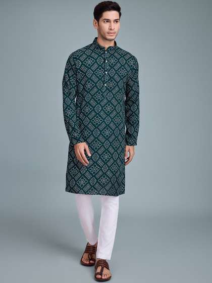 SHUBHVASTRA Printed Mandarin Collar Kurta