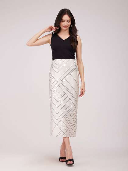 FableStreet Side Slit Pencil Midi Skirts