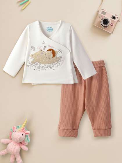 Nauti Nati Infants
                      Girls Embroidered Pure Cotton Top With Trouser